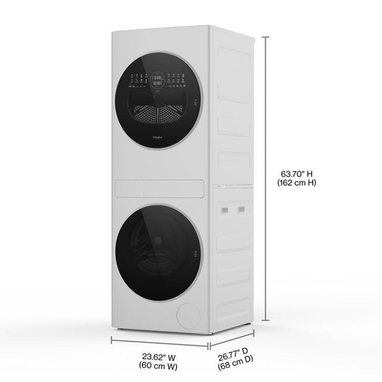 Whirlpool WFH5424SW Compact Energy Star® Ventless Heat Pump Laundry Tower With 2.7-Cu Ft Washer And Electric 4.3-Cu Ft Dryer