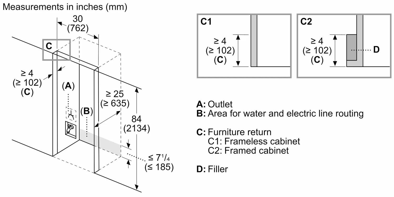 Bosch B30IB100SP Benchmark®, Vario Built-In Fridge-Freezer With Freezer At Bottom, 30'', Soft Close Flat Hinge