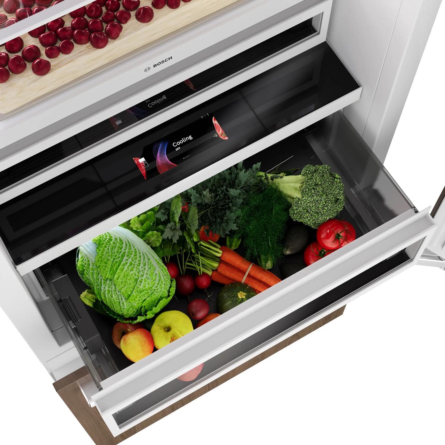 Bosch B30IB100SP Benchmark®, Vario Built-In Fridge-Freezer With Freezer At Bottom, 30'', Soft Close Flat Hinge