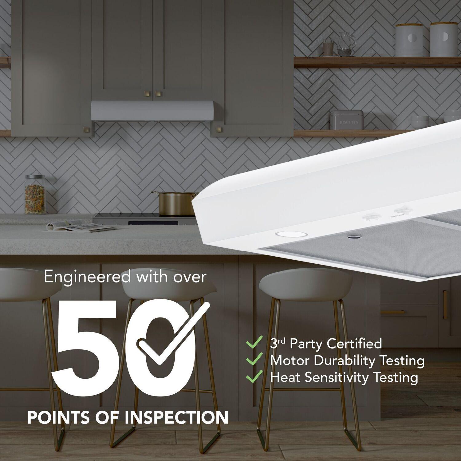 Broan MTR1303WW Broan-Nutone 30-Inch Under Cabinet Range Hood, Energy Star, 350 Max Blower Cfm, White