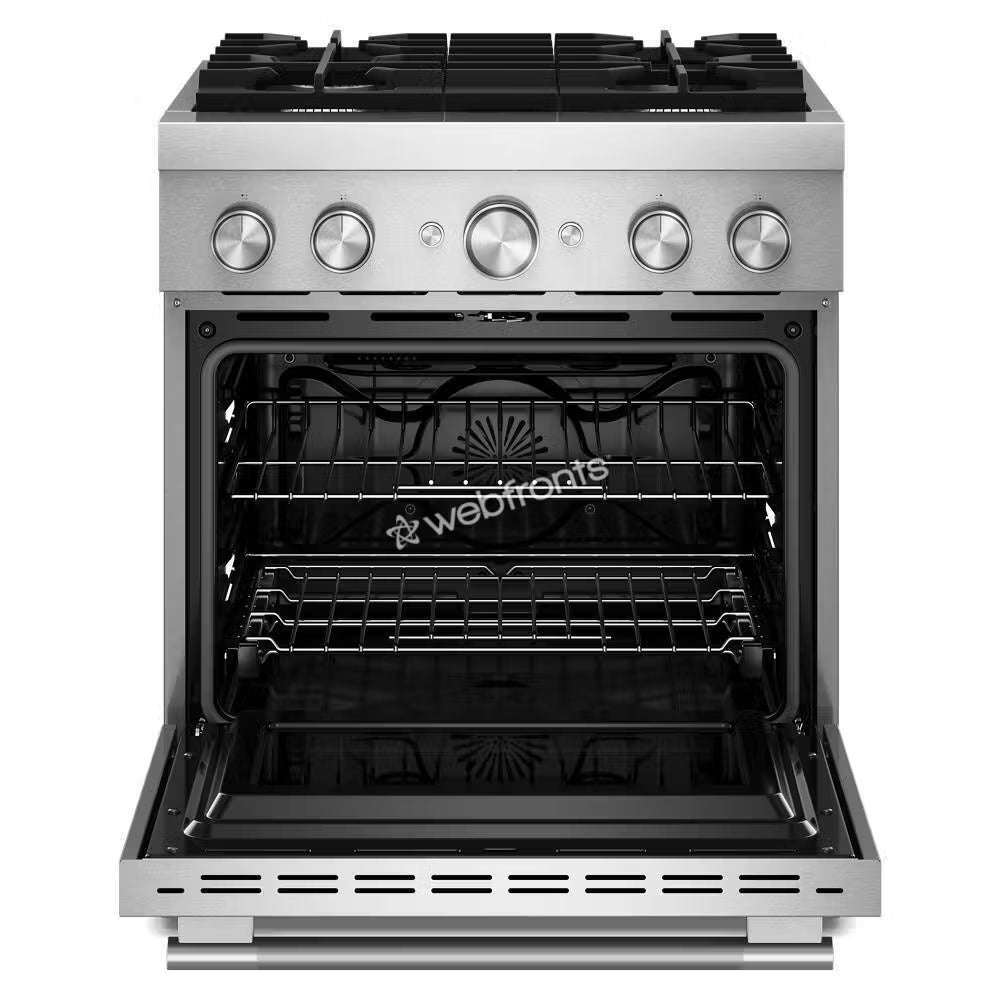 Kitchenaid KFDS930SSS 30-Inch 4 Burner Commercial-Style Dual Fuel Range With No Preheat Air Fry Mode