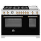 Bertazzoni MAS486GDFMNG 48 Inch Dual Fuel Range, 6 Burners And Griddle, Electric Oven - Gold Accents Bianco Matt/Gold