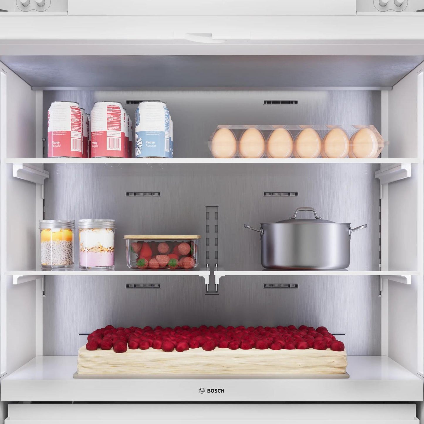 Bosch B36IT100NP Benchmark®, Vario Built-In Fridge-Freezer With Freezer At Bottom, 36'', Soft Close Flat Hinge