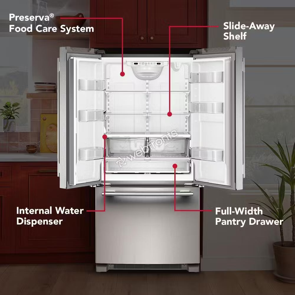 Kitchenaid KRFF333SPS 22 Cu. Ft. 33-Inch Width Standard Depth French Door Refrigerator With Interior Dispenser
