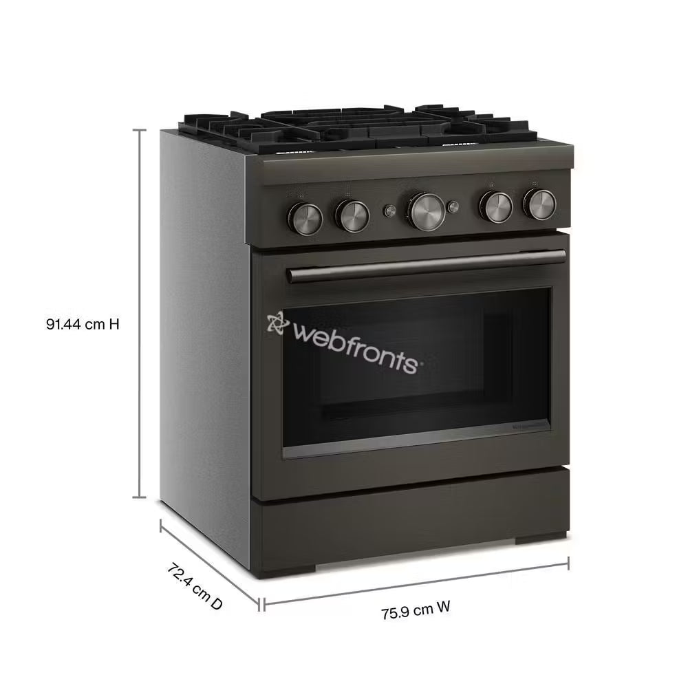 Kitchenaid KFDS930SBE 30-Inch 4 Burner Commercial-Style Dual Fuel Range With No Preheat Air Fry Mode