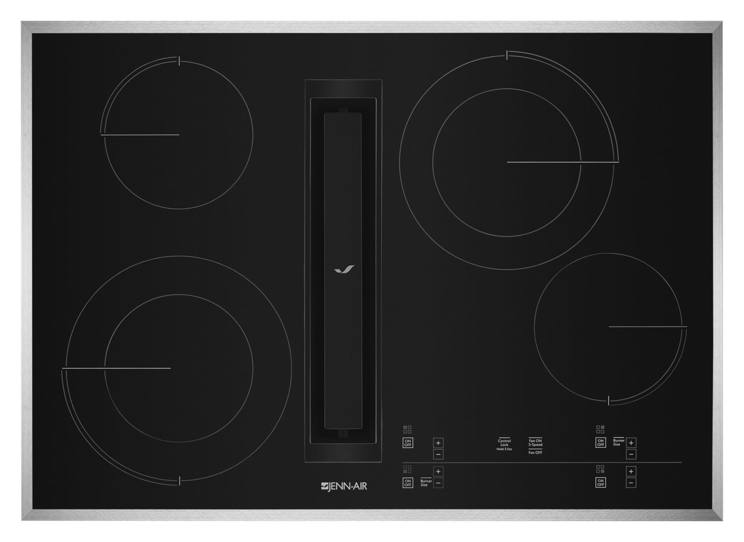 Jennair JED4430GS Euro-Style 30" Jx3 Electric Downdraft Cooktop With Glass-Touch Electronic Controls Stainless Steel