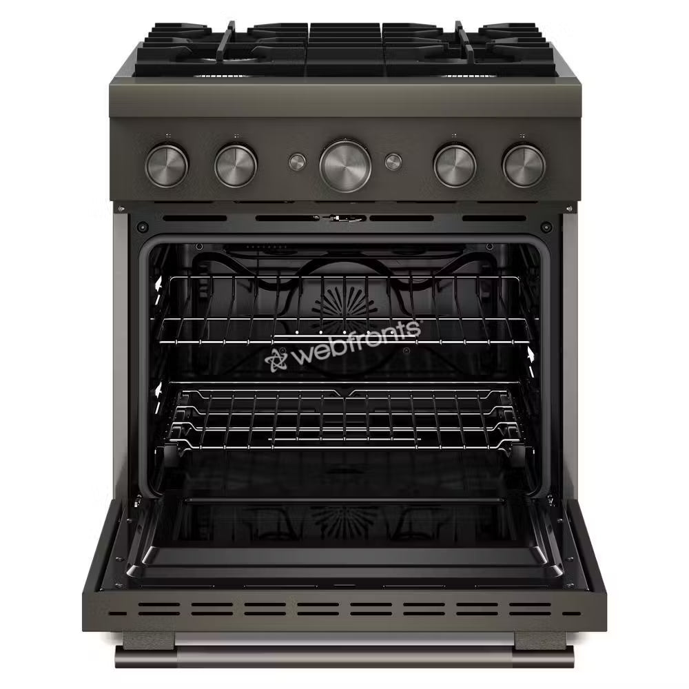 Kitchenaid KFDS930SBE 30-Inch 4 Burner Commercial-Style Dual Fuel Range With No Preheat Air Fry Mode