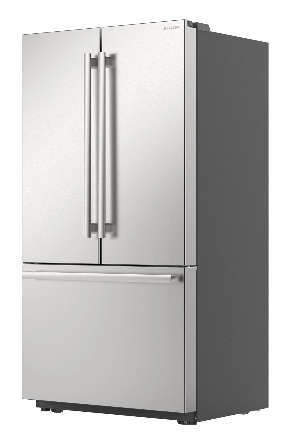 Sharp SJF2752MS Sharp 26.5 Cu.Ft. Counter Depth 36 In. French 3-Door Refrigerator With Internal Water Dispenser In Stainless Steel