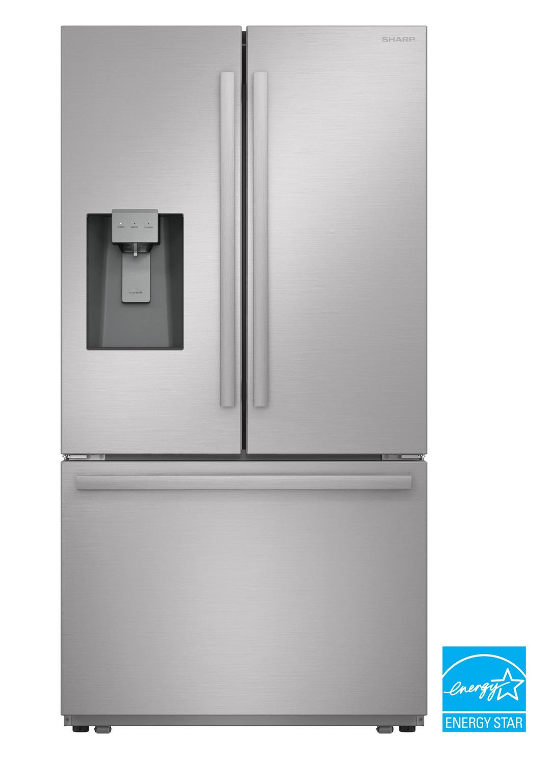 Sharp SJF2955MS 28.9 Cu.Ft. Standard Depth 36 In. French 3-Door Refrigerator With Water Dispenser In Stainless Steel