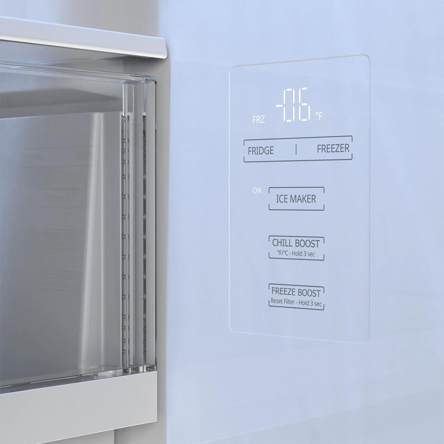 Sharp SJF2752MS Sharp 26.5 Cu.Ft. Counter Depth 36 In. French 3-Door Refrigerator With Internal Water Dispenser In Stainless Steel