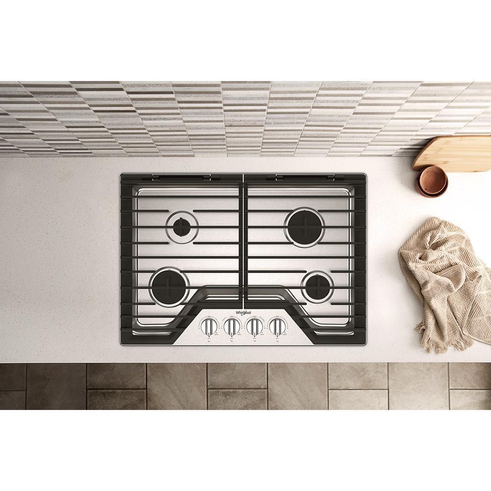 Whirlpool WCGK5030PS 30-Inch Gas Cooktop With Ez-2-Lift™ Hinged Cast-Iron Grates