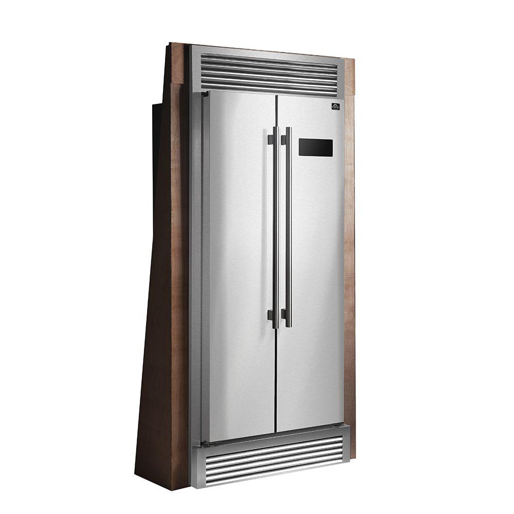 Forno FFRBI180537SG Forno Salerno 33" Side-By-Side 15.6 Cu.Ft. Stainless Steel Refrigerator With Grill Trim
