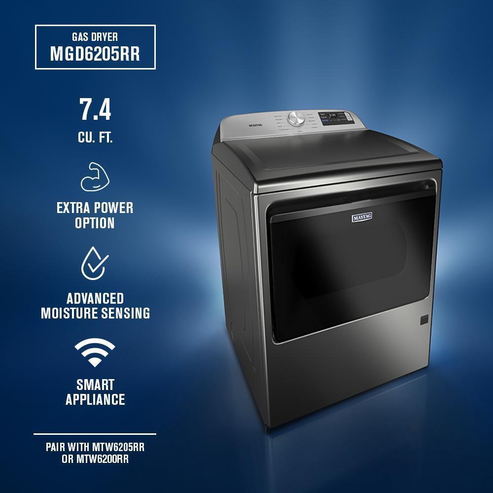 Maytag MGD6205RR 7.4 Cu. Ft. Top Load Gas Dryer With Extra Power And Advanced Moisture Sensing
