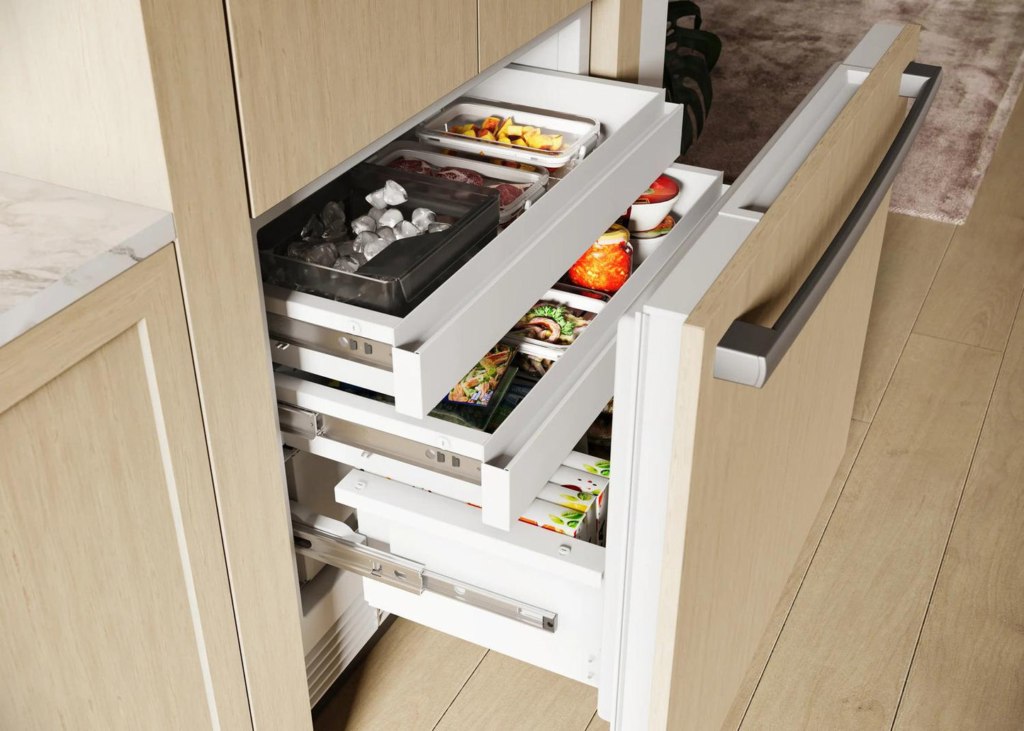 Bosch B36IT100NP Benchmark®, Vario Built-In Fridge-Freezer With Freezer At Bottom, 36'', Soft Close Flat Hinge