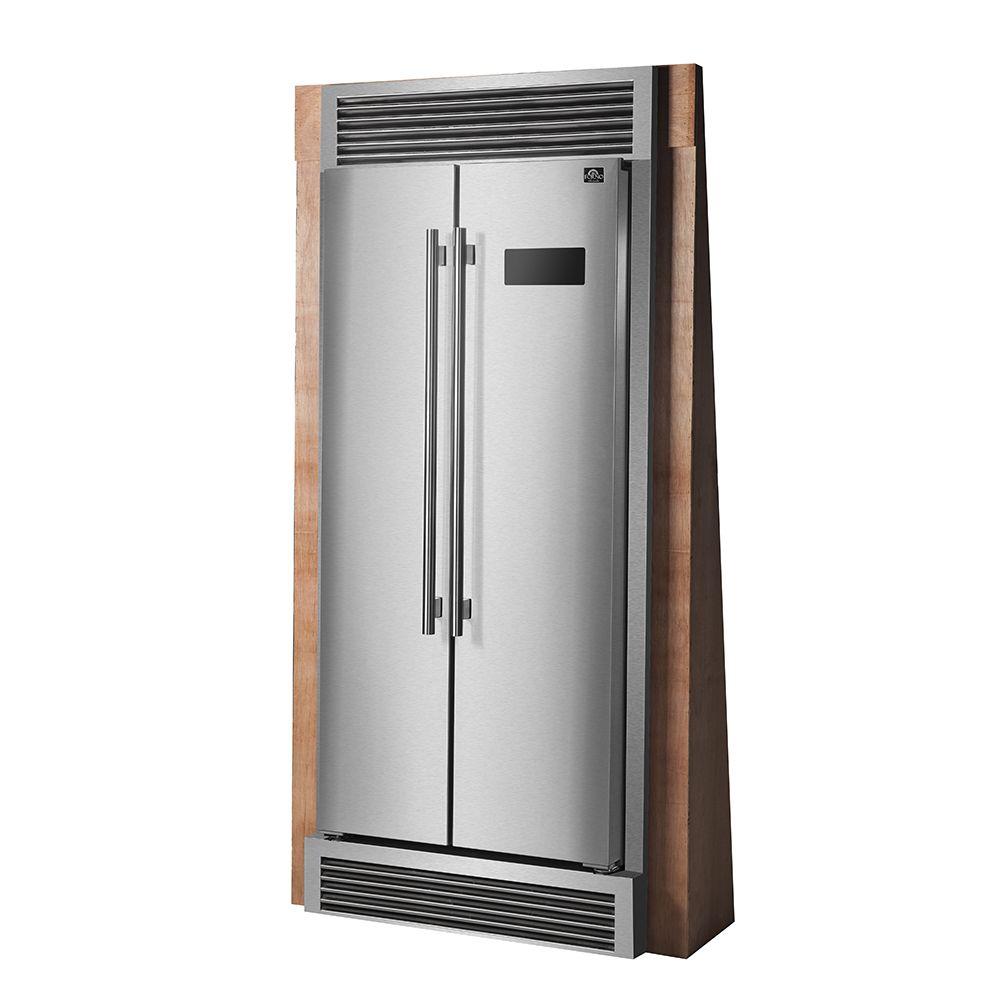 Forno FFRBI180537SG Forno Salerno 33" Side-By-Side 15.6 Cu.Ft. Stainless Steel Refrigerator With Grill Trim