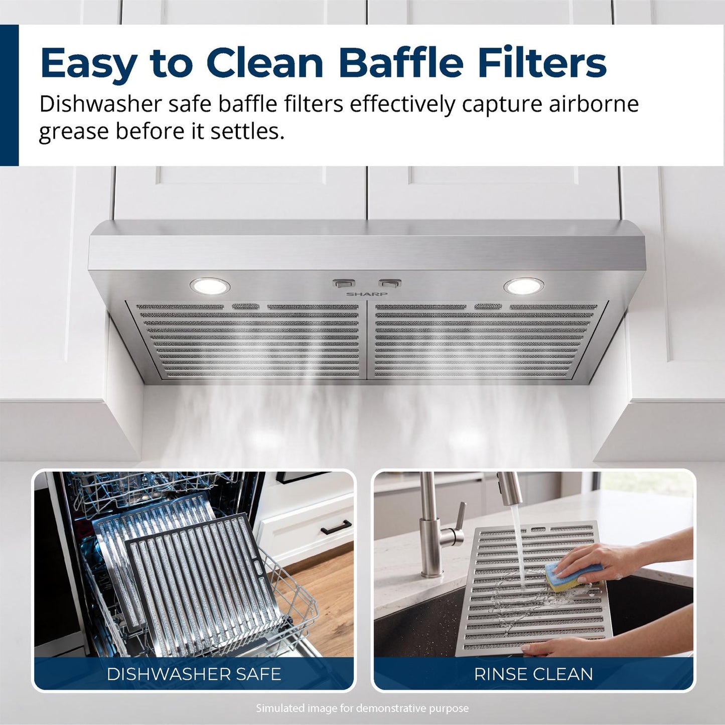 Sharp SHN3033MS 30 In. Convertible Under Cabinet Range Hood In Stainless Steel With Included Grease Filters