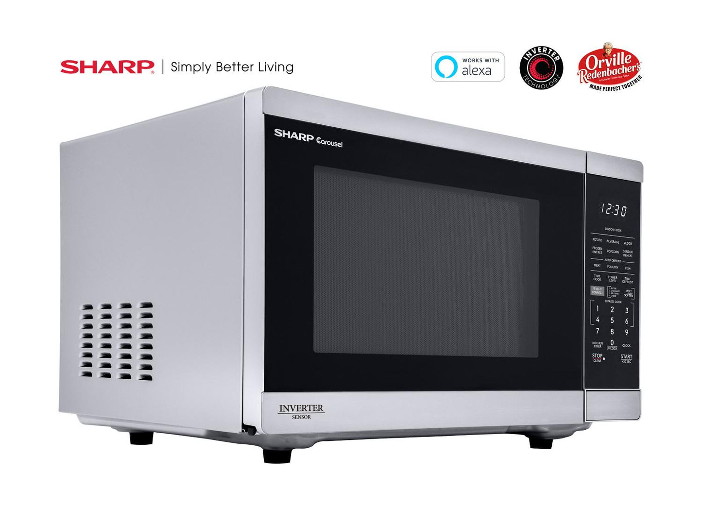 Sharp SMC1469KS Sharp 1.4 Cu. Ft. 1100W Smart Stainless Steel Microwave Oven With Inverter Technology