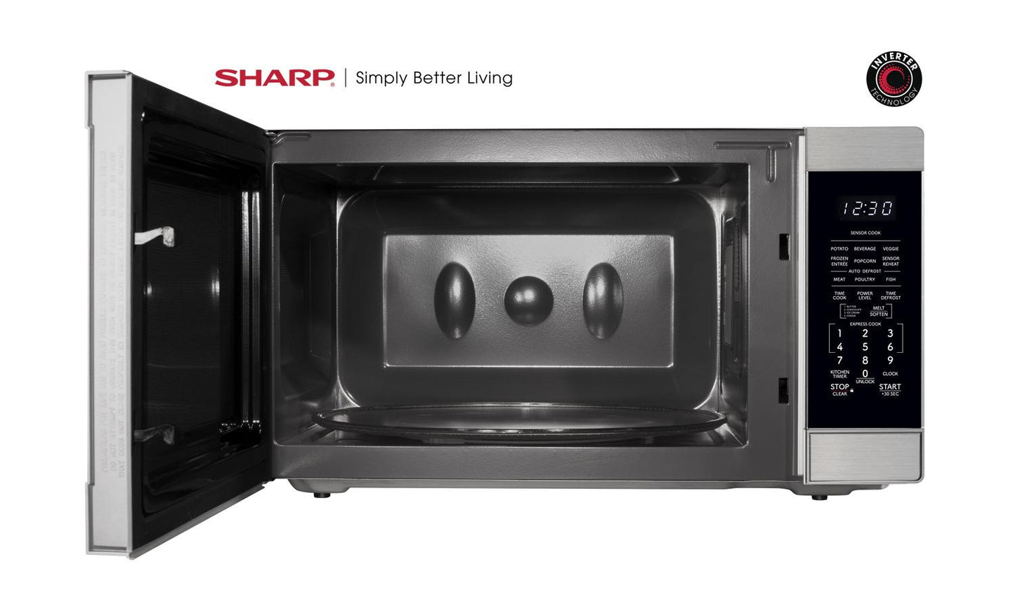 Sharp SMC2266KS Sharp 2.2 Cu. Ft. 1200W Stainless Steel Countertop Microwave Oven With Inverter Technology