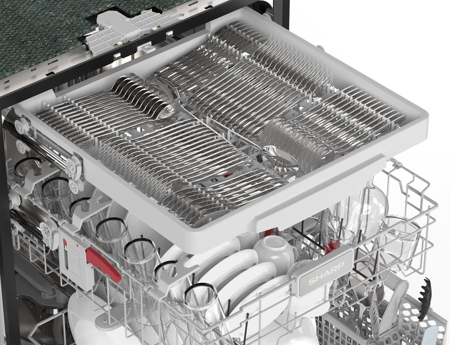 Sharp SDY6768SMS 24" Top Control Stainless Steel Handle 44Db Dishwasher With Auto Door Open