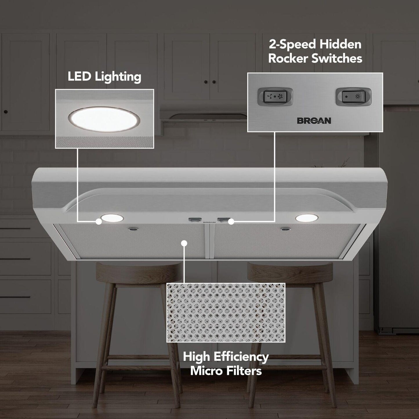 Broan ALT1303SS Alta 30-Inch 350 Max Blower Cfm 1.5 Sones Stainless Steel Range Hood