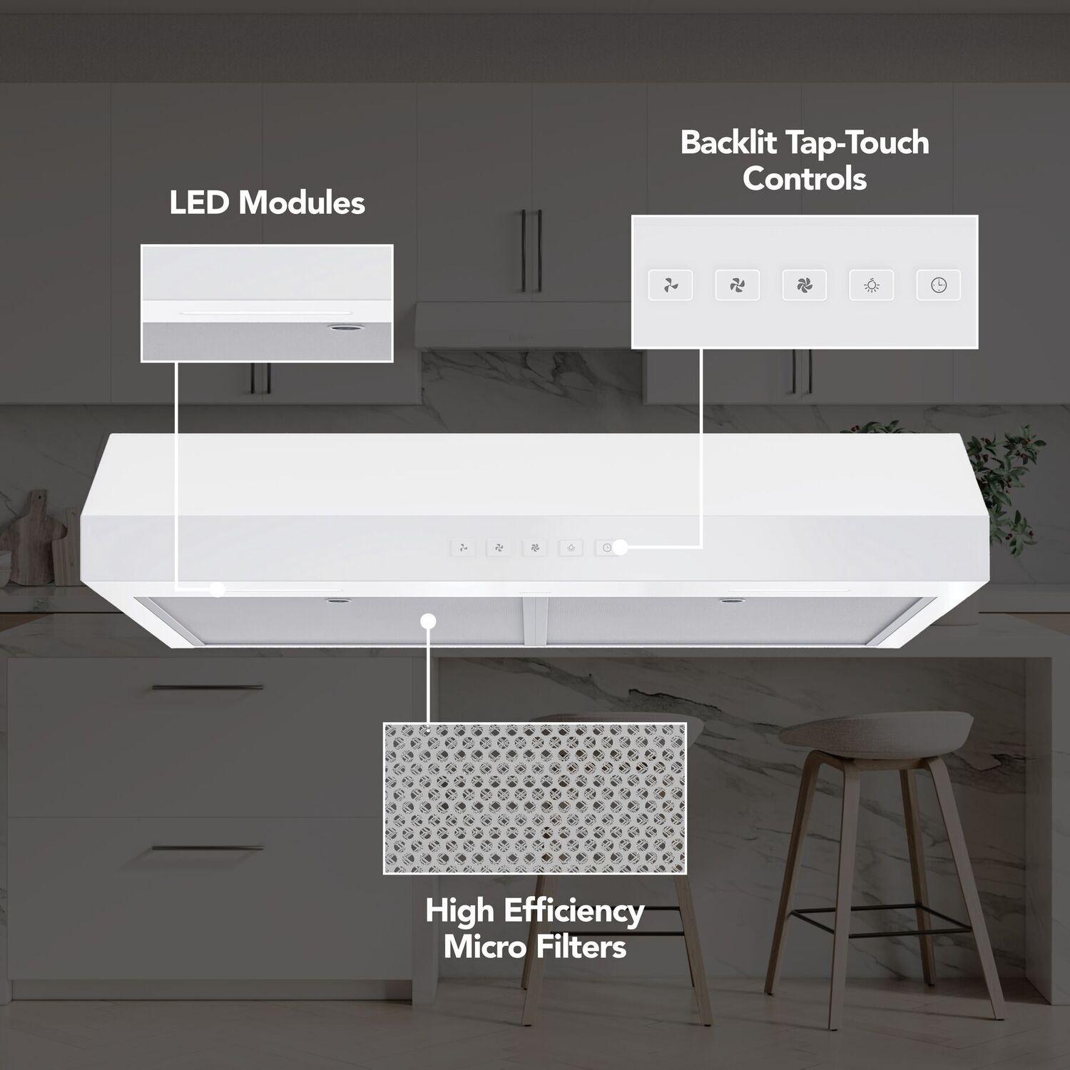 Broan GLA2303WW Broan-Nutone 30-Inch Under Cabinet Range Hood, Energy Star, 350 Max Blower Cfm, White