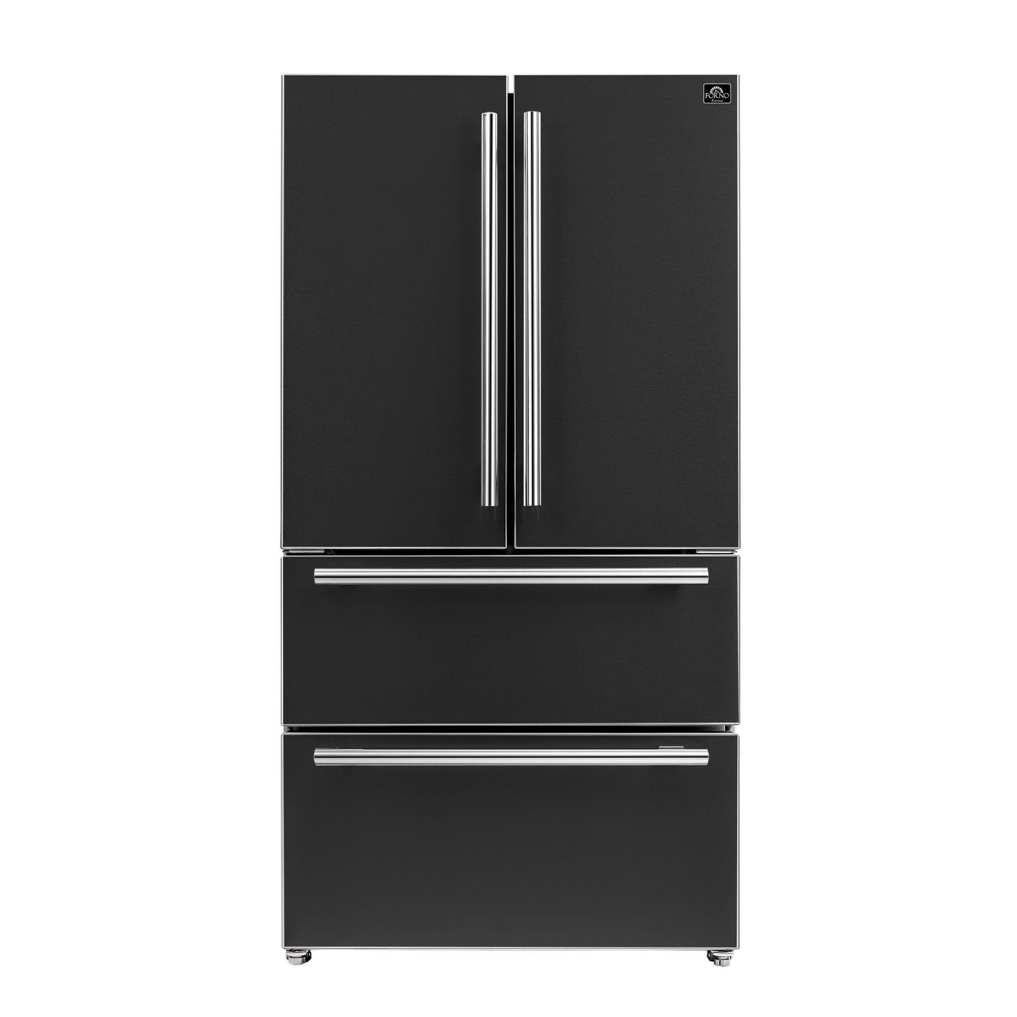 Forno FFRBI182036BLK Espresso Moena 36-Inch French Door Refrigerator In Black, 19.2 Cu.Ft