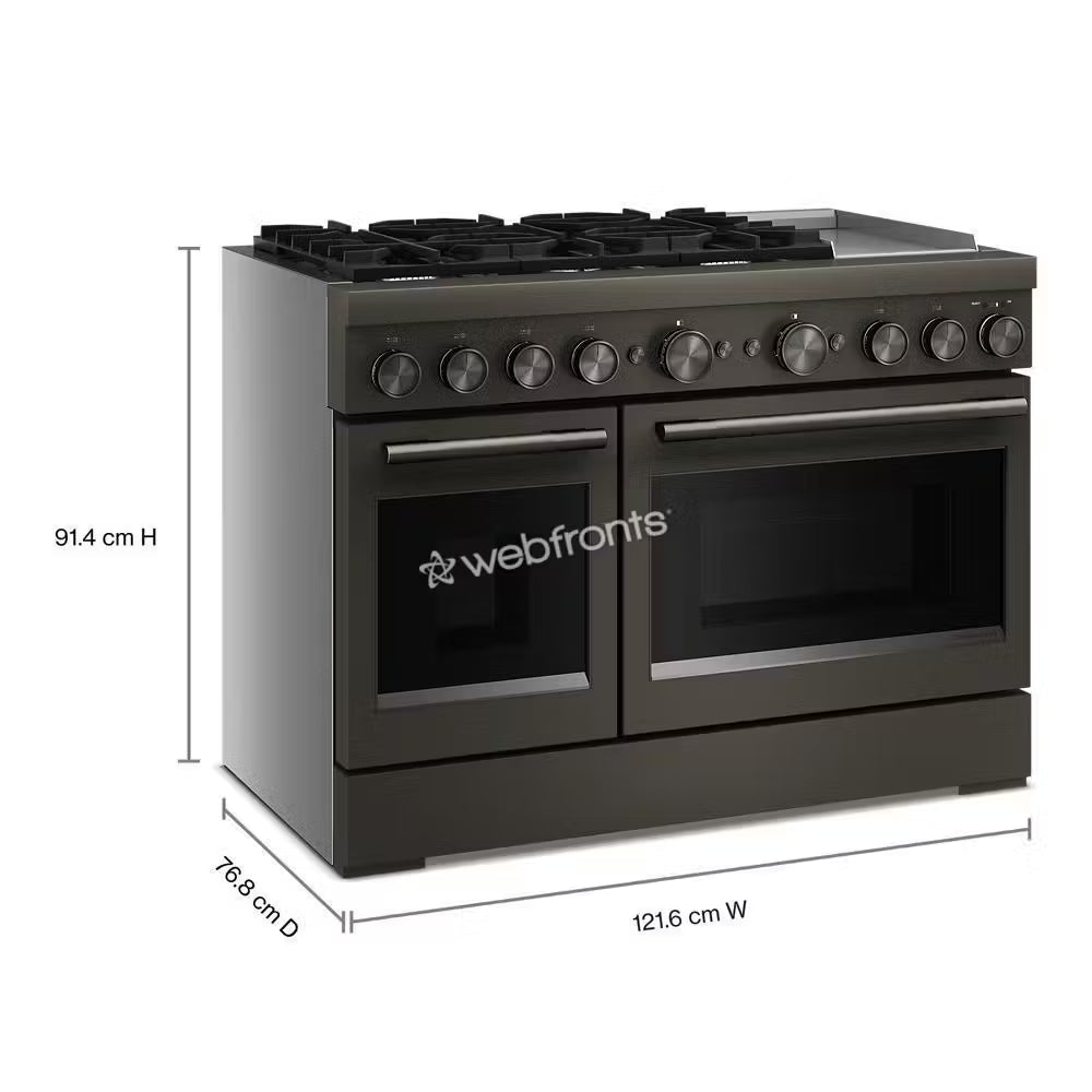 Kitchenaid KFDD948SBE 48-Inch 6 Burner Commercial-Style Dual Fuel Range With Griddle