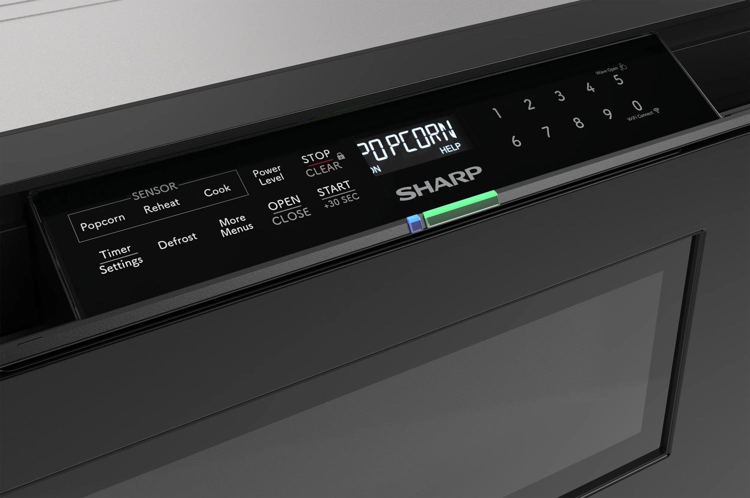 Sharp SMD2479MB Sharp 24 In. 1.2 Cu. Ft. Deco Series Built-In Smart Microwave Drawer™ Oven With Easy Wave Open In Black