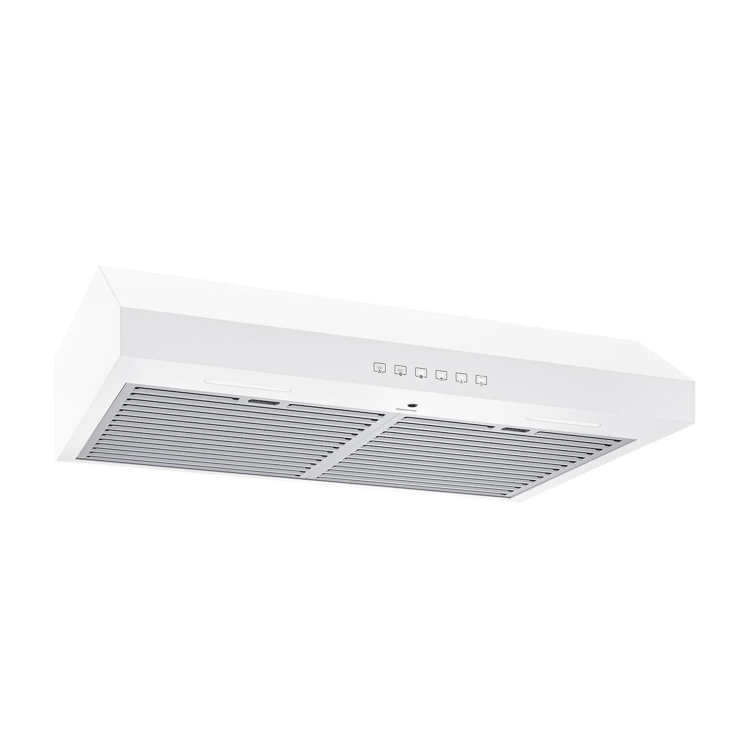 Broan GLA3304WW Glacier 30-Inch 490 Max Blower Cfm 1.0 Sones White Range Hood
