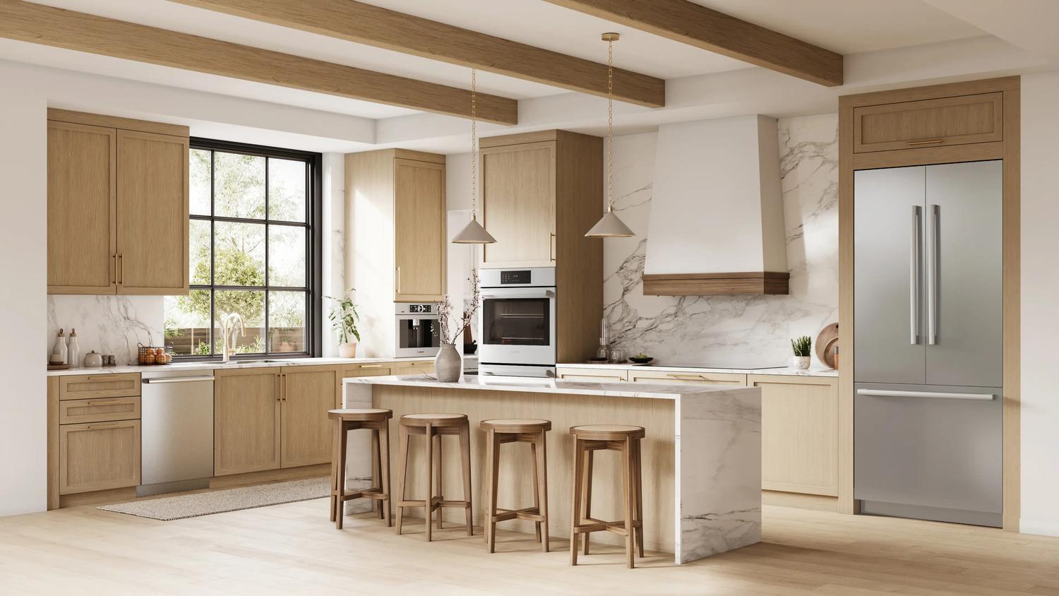 Bosch B36BT130NS Benchmark®, Vario Built-In Fridge-Freezer With Freezer At Bottom, 36'', Soft Close Flat Hinge