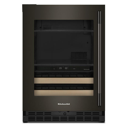 Kitchenaid KUBL524SBE 24" Beverage Center With Glass Door And Wood-Front Racks