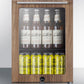 Summit SCR114LWP1 Compact Glass Door Beverage Center With Wood Trim