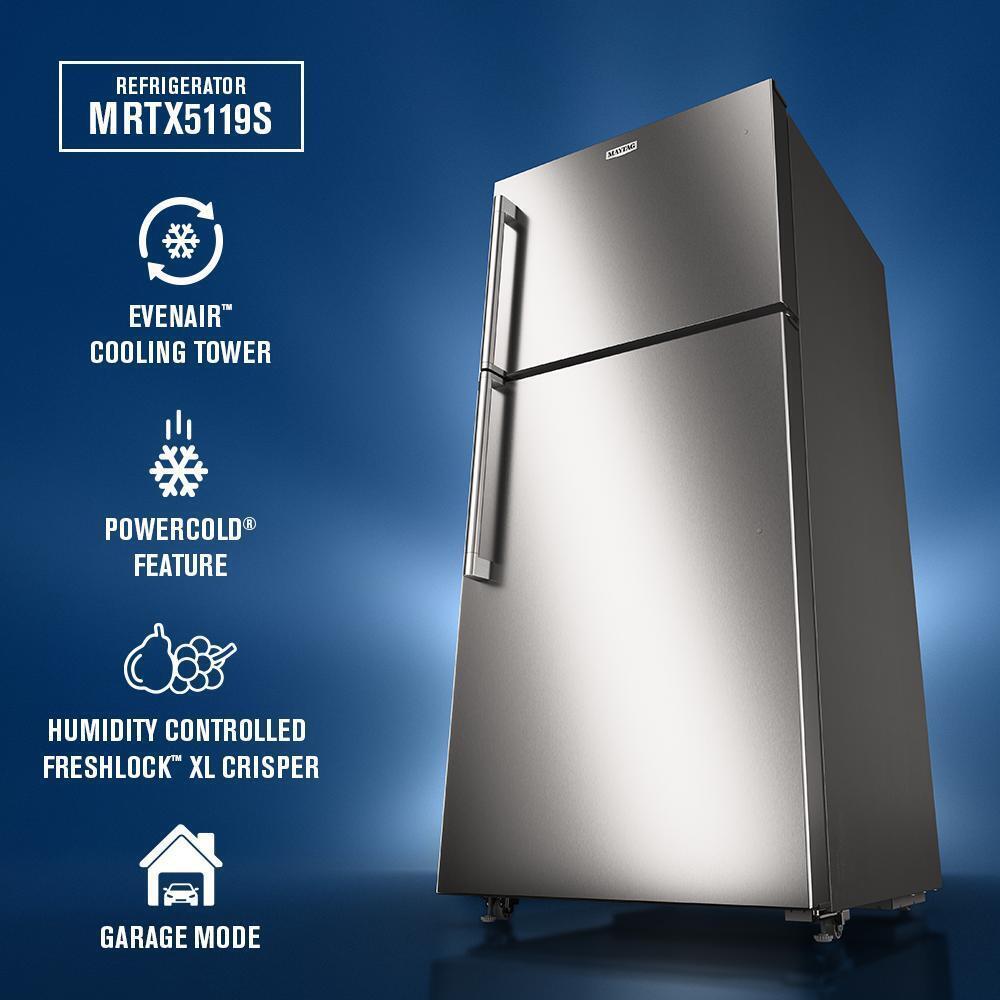 Maytag MRTX5119SZ 30-Inch Wide Top-Freezer Refrigerator With Garage Mode-19 Cu. Ft.