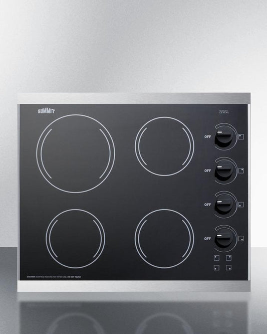 Summit CRS426BL 24" Wide 230V 4-Burner Radiant Cooktop