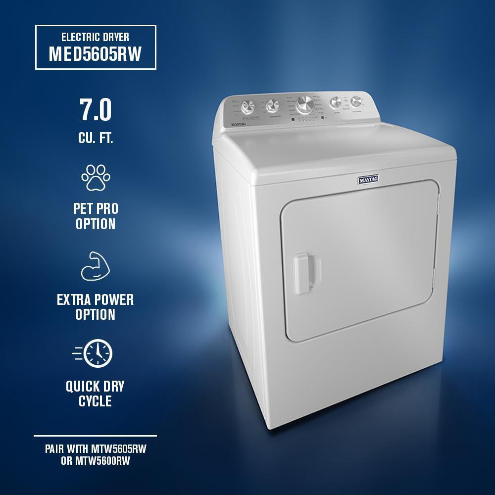 Maytag MED5605RW 7.0 Cu. Ft. Top Load Dryer With Pet Pro Option
