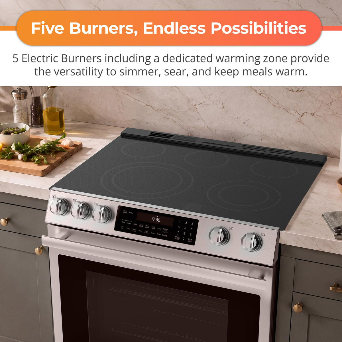 Sharp SSR3076SNS 30 In. 5 Burner 6.3 Cu. Ft. Slide-In Electric Range With True European Convection