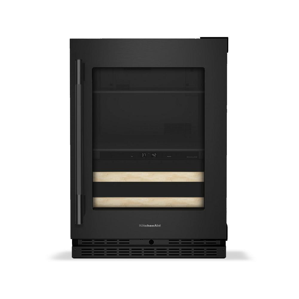 Kitchenaid KUBR524SBE 24" Beverage Center With Glass Door And Wood-Front Racks