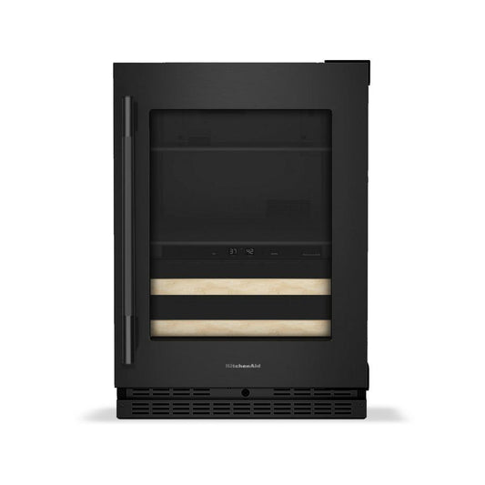 Kitchenaid KUBR524SBE 24" Beverage Center With Glass Door And Wood-Front Racks