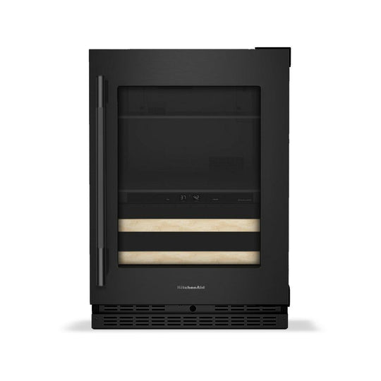 Kitchenaid KUBR524SBE 24" Beverage Center With Glass Door And Wood-Front Racks
