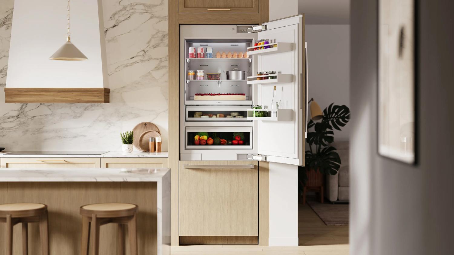 Bosch B30IB100SP Benchmark®, Vario Built-In Fridge-Freezer With Freezer At Bottom, 30'', Soft Close Flat Hinge