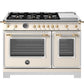 Bertazzoni HER486BTFGMAG 48 Inch All-Gas Range 6 Brass Burner And Griddle - Gold Accents Stainless Steel/Gold