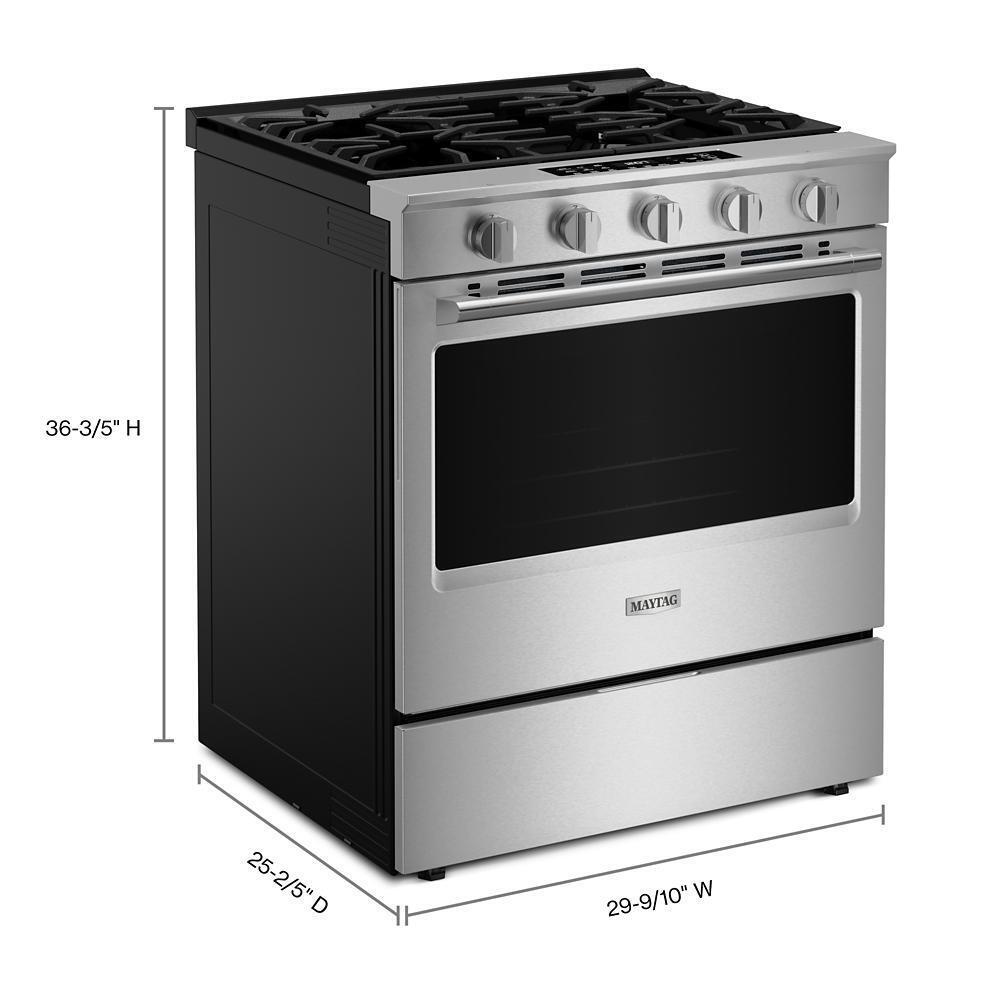 Maytag MSGS7030SZ 30-Inch Wide Slide-In Gas Range With Grill Mode And No Preheat Air Fry - 5.0 Cu. Ft.