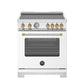 Bertazzoni MAS304INMBG 30 Inch Induction Range, 4 Heating Zones, Electric Oven - Gold Accents Bianco Matt/Gold