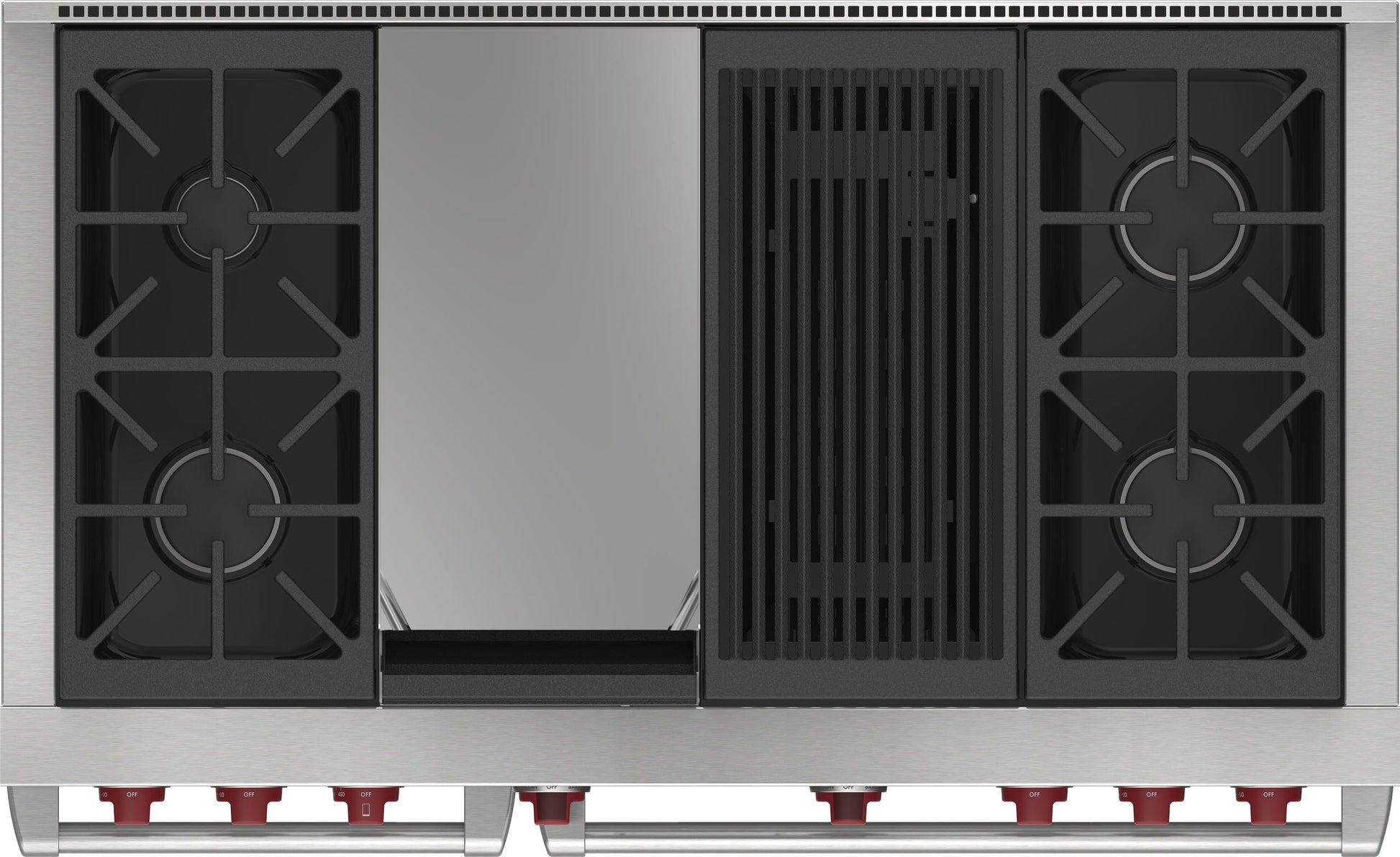 Wolf DF48450CGWHPLP 48" Dual Fuel Range - 4 Burners, Infrared Charbroiler And Infrared Griddle