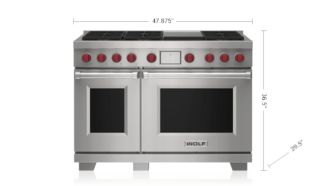 Wolf DF48650GWHPLP 48" Dual Fuel Range - 6 Burners And Infrared Griddle