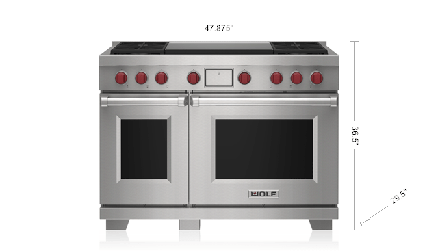 Wolf DF48450DGWHPLP 48" Dual Fuel Range - 4 Burners And Infrared Dual Griddle