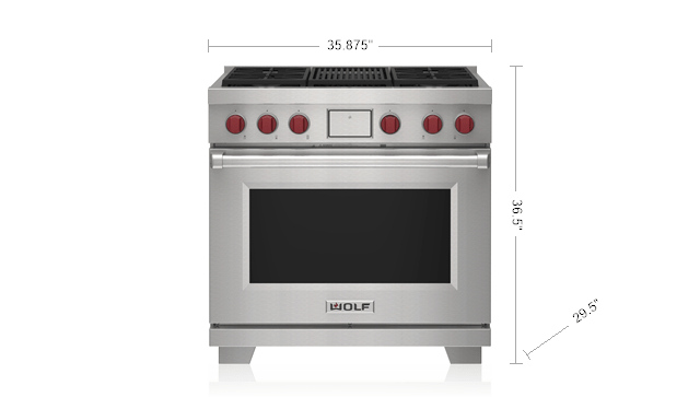 Wolf DF36450CBKPLP 36" Dual Fuel Range - 4 Burners And Infrared Charbroiler