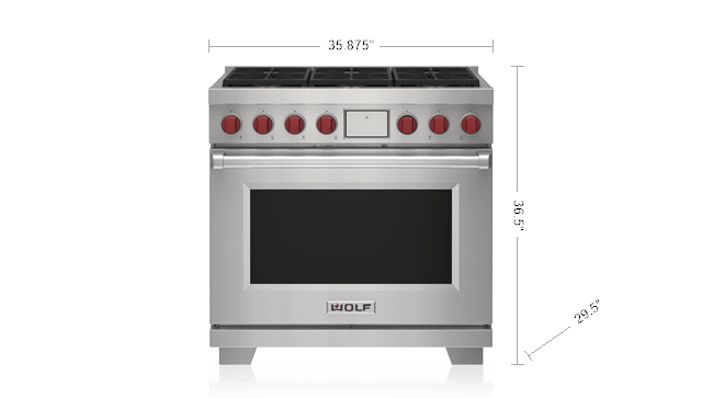 Wolf DF36650WHP 36" Dual Fuel Range - 6 Burners