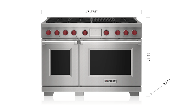 Wolf DF48650CBKP 48" Dual Fuel Range - 6 Burners And Infrared Charbroiler