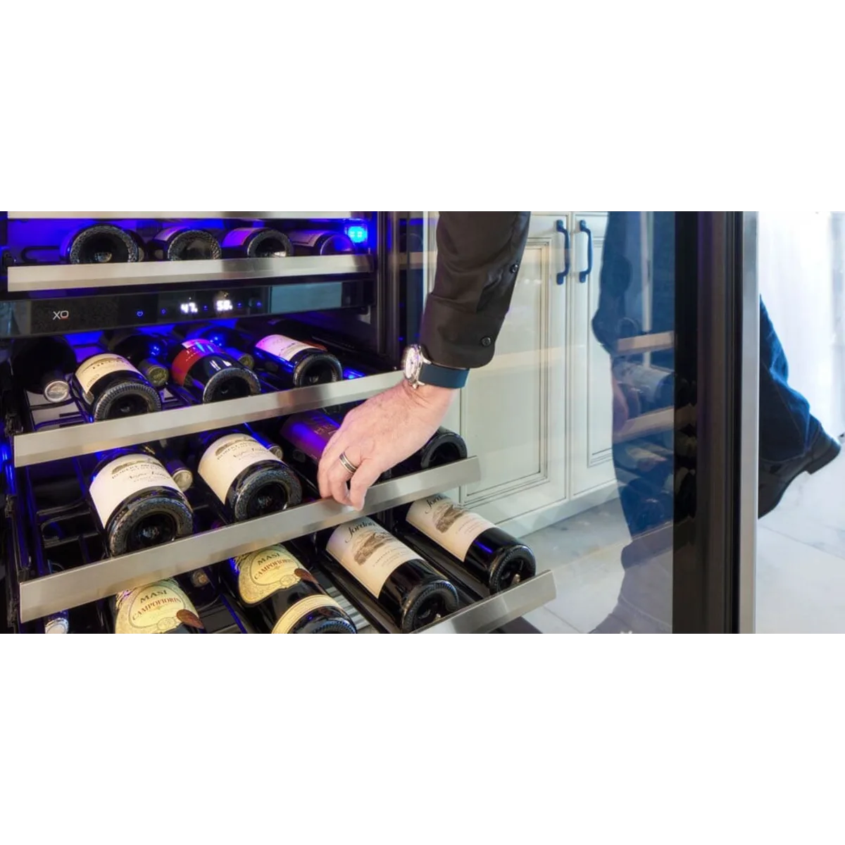 Xo Appliance XOU2470WDZGB Tall Dual Zone Wine Black Glass